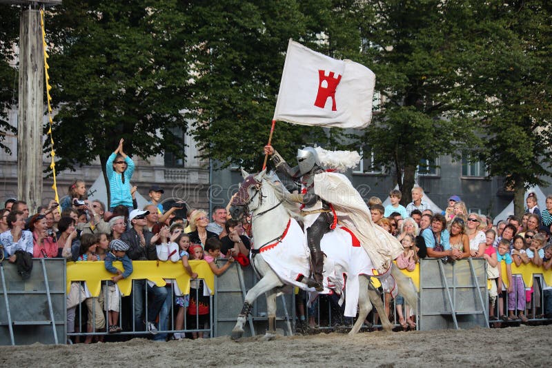 RIGA, LATVIA - AUGUST 21: Member of The Devils Horsemen stunt te