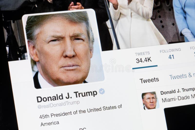 RIGA, LATVIA - February 02, 2017: President of United States of America Donald Trump Twitter profile POTUS.