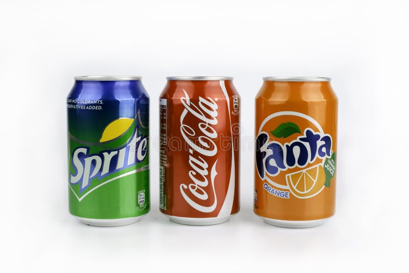 Riga, Latvia - March 13, 2016: Coca Cola,Fanta and Sprite can is stock image Riga, Latvia - March 13, 2016: Coca Cola,Fanta and Sprite can is stock image