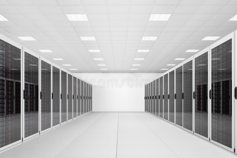 Riga lunga delle cremagliere del server illustrazione vettoriale Riga lunga delle cremagliere del server illustrazione vettoriale