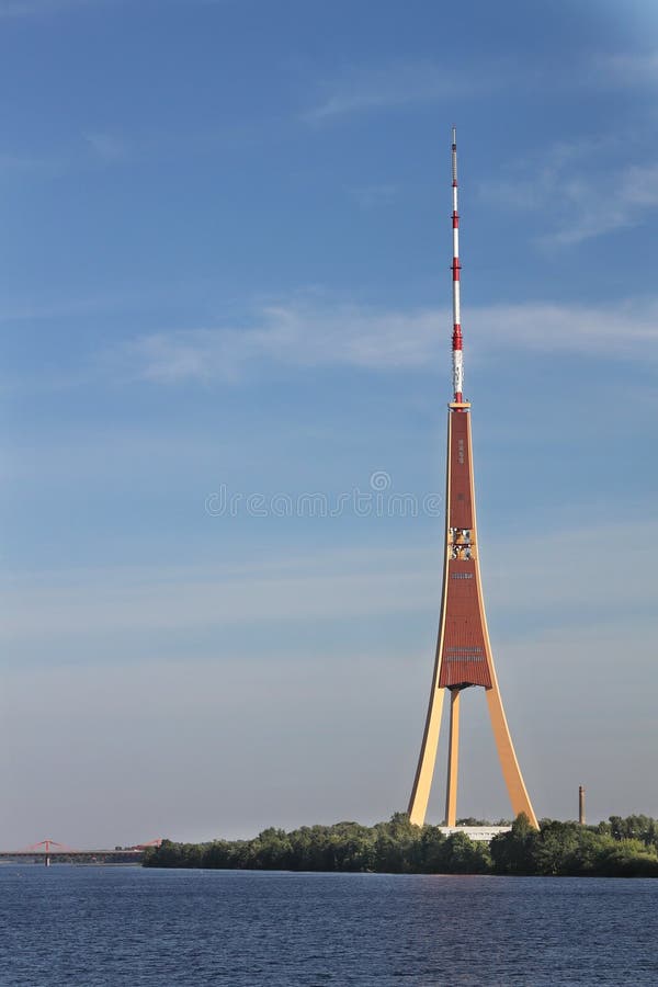 Riga Radio and TV Tower from the Top of the Latvian Academy of Stock