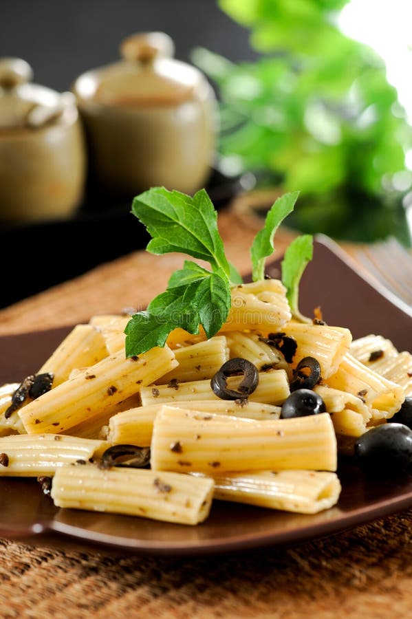 Rigatoni with Olives and Tomat Stock Photo Image of tomatoes, sauce