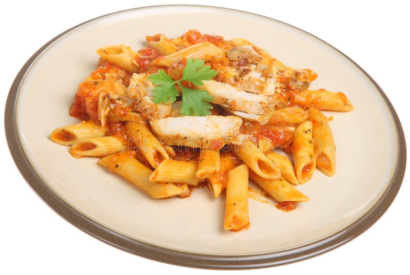 Rigatoni Pasta with Chicken Stock Photo Image of meat, plate 15506522