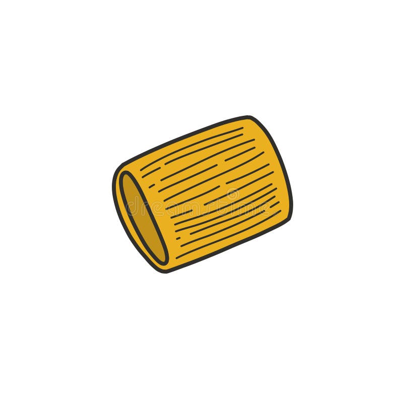Rigatoni Pasta Doodle Icon, Vector Illustration Stock Illustration