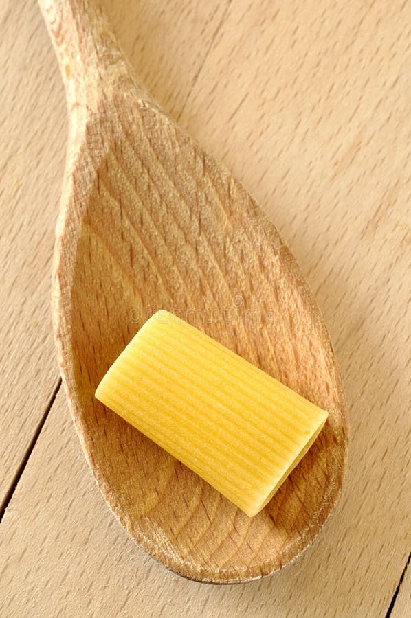 Rigatoni Pasta on a Wooden Spoon Stock Photo Image of noodle