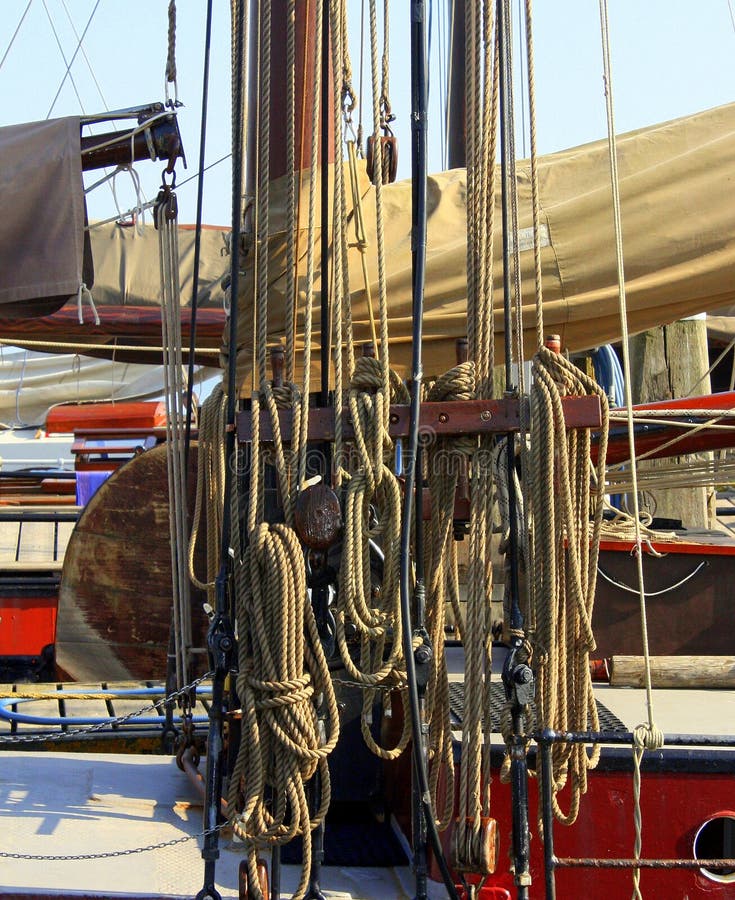 Rigging on a Wooden Sailboat Stock Photo Image of rigging, cable