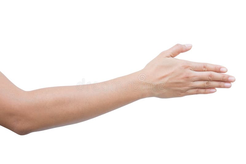 Right back hand of a woman trying to reach or grab something. fling, touch sign. Reaching out to the left. isolated on white. Background royalty free stock image Right back hand of a woman trying to reach or grab something. fling, touch sign. Reaching out to the left. isolated on white. Background royalty free stock image