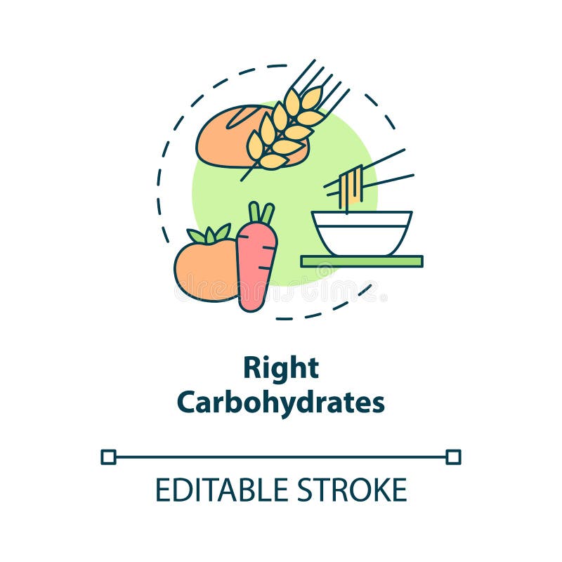 Right Carbohydrates Concept Icon Stock Vector - Illustration of healthy ...