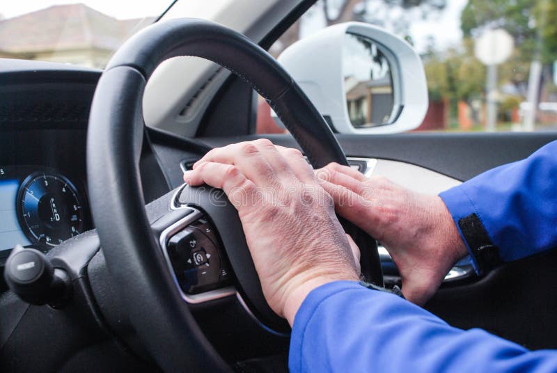 Right Hand Drive Car, Hand on the Wheel Honk, Driver& X27;s Hands in