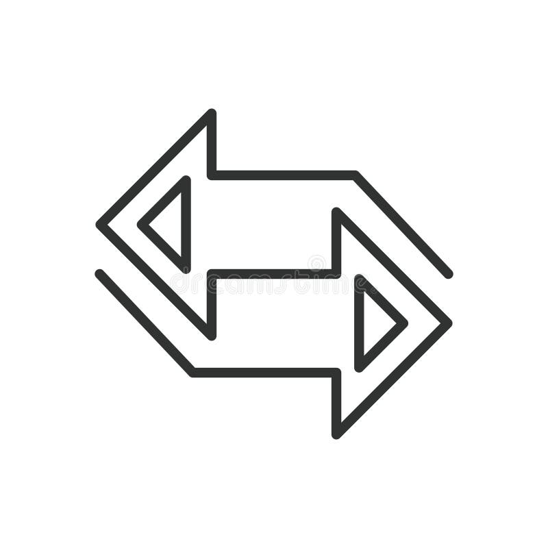 Right left arrows, in line design. Right, left, arrows, directional, navigation, pointer, movement on white background vector illustration