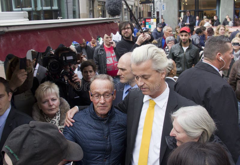 Geert Wilders campaigning in The Hague, Holland