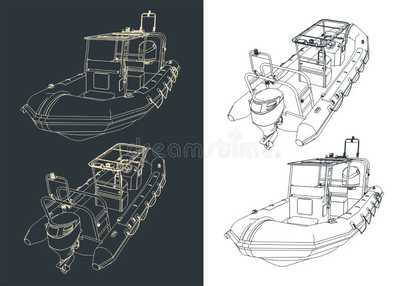 Rigid Inflatable Boat Drawings Stock Illustrations 8 Rigid Inflatable