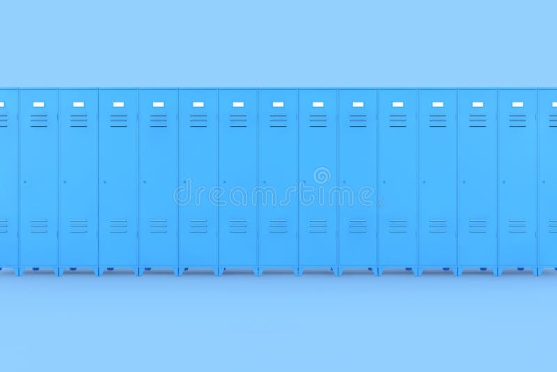 Rij van de Blauwe Kasten van de Metaalgymnastiek het 3d teruggeven vector illustratie Rij van de Blauwe Kasten van de Metaalgymnastiek het 3d teruggeven vector illustratie
