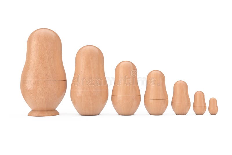 Rij van Russische Houten Lege Matryoshka-het Nestelen Doll Modellen het 3d teruggeven royalty-vrije illustratie Rij van Russische Houten Lege Matryoshka-het Nestelen Doll Modellen het 3d teruggeven royalty-vrije illustratie