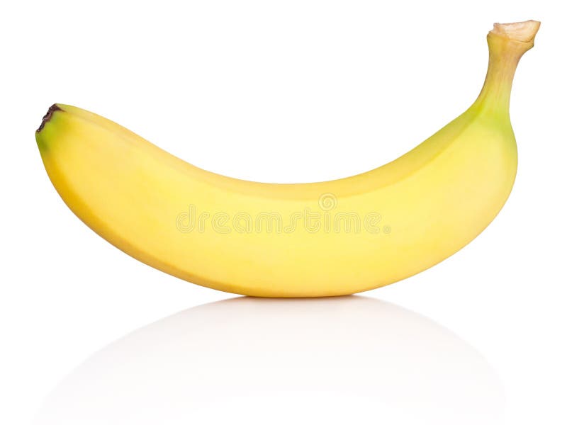 Rijpe gele die banaan op witte achtergrond wordt geïsoleerd royalty-vrije stock foto Rijpe gele die banaan op witte achtergrond wordt geïsoleerd royalty-vrije stock foto