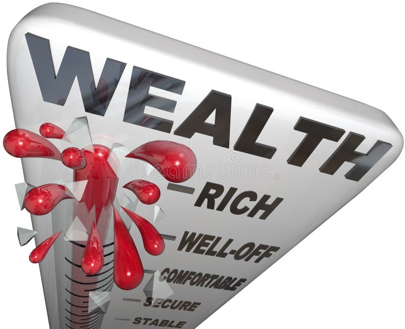 Rikedomordtermometer Rich Financial Security royaltyfri illustrationer