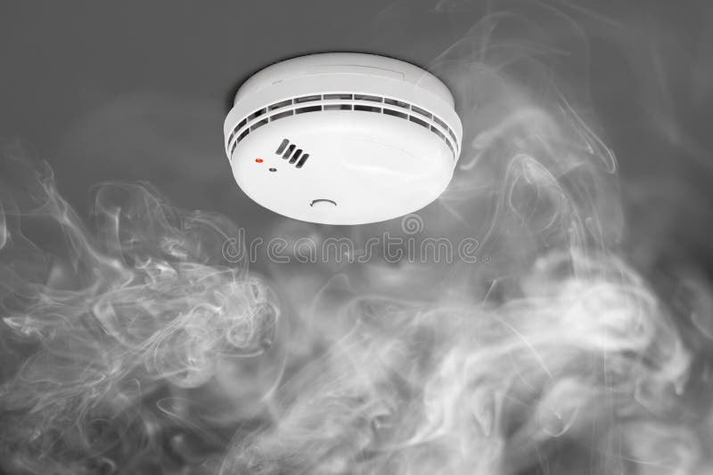 Smoke detector of fire alarm in action. Smoke detector of fire alarm in action