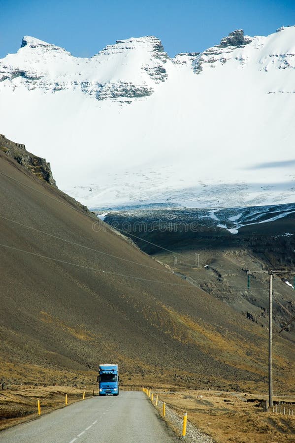 Ring Road, blue sky, snow mountain, Iceland