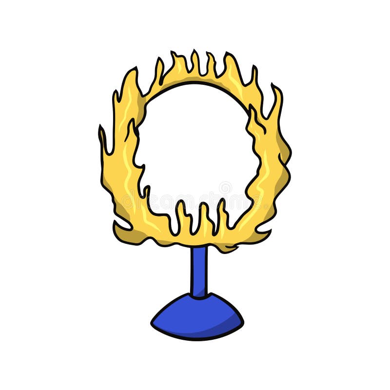 Ring on a Stand, Fire Ring for Performing Circus Tricks, Vector Cartoon