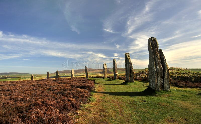 The last few remaining standing stones, at the ring of Brodgar, near Stenness, on the Orkney mainland. The ring is estimated to have been built between 2000 and 2500 bc, and taken hundreds of thousands of man hours to construct. The ring is now a UNESCO world heritage site, and has been since 1999. The last few remaining standing stones, at the ring of Brodgar, near Stenness, on the Orkney mainland. The ring is estimated to have been built between 2000 and 2500 bc, and taken hundreds of thousands of man hours to construct. The ring is now a UNESCO world heritage site, and has been since 1999.