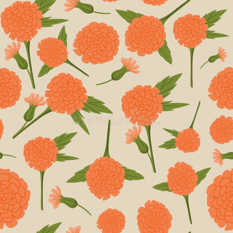 Ringelblumenblumenkarikaturart-Handgezogenes nahtlose Muster für Textilien, Bekleidung, Hintergrundbild, scrapbooking usw.