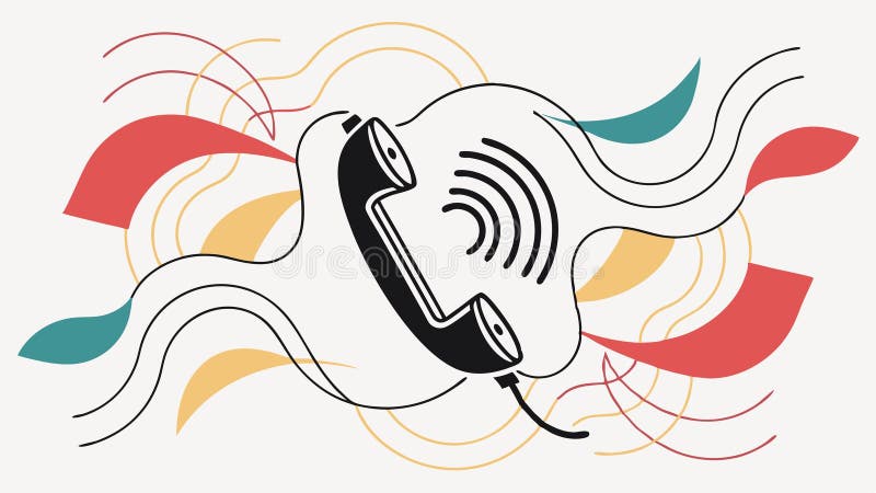 Ringing telephone with abstract sound waves, clear communication, vector design Generative AI royalty free illustration