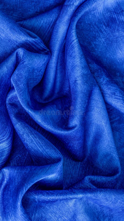 Rinkled blue cotton fabric with visible texture royalty free illustration