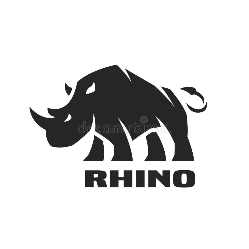 Rinoceronte arrabbiato Logo monocromatico illustrazione vettoriale