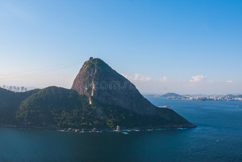 Rio De Janeiro, Brazylia: Widok z lotu ptaka Sugarloaf góra w Rio De Janeiro zdjęcie royalty free Rio De Janeiro, Brazylia: Widok z lotu ptaka Sugarloaf góra w Rio De Janeiro zdjęcie royalty free