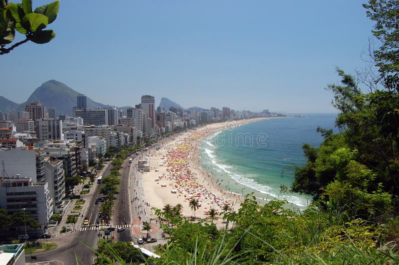 A view of Ipanema and Leblon beach, one of the most beautiful beach of Rio de Janeiro. Serene beach atmosphere stock images, royalty-free photos and pictures