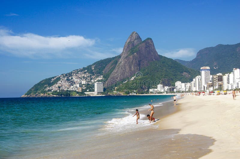 The Ipanema beach, a famous beach in seashore Rio de Janeiro. Serene beach atmosphere stock images, royalty-free photos and pictures