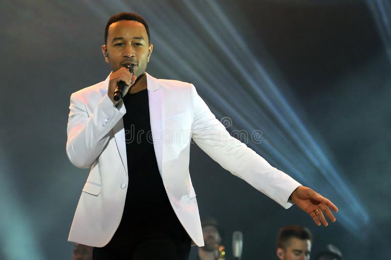 John Legend. Rio de Janeiro, September 20, 2015, Singer John Legend, during his show at Rock in Rio 2015 in the city of Rio de Janeiro, Brazil royalty free stock photography John Legend. Rio de Janeiro, September 20, 2015, Singer John Legend, during his show at Rock in Rio 2015 in the city of Rio de Janeiro, Brazil royalty free stock photography