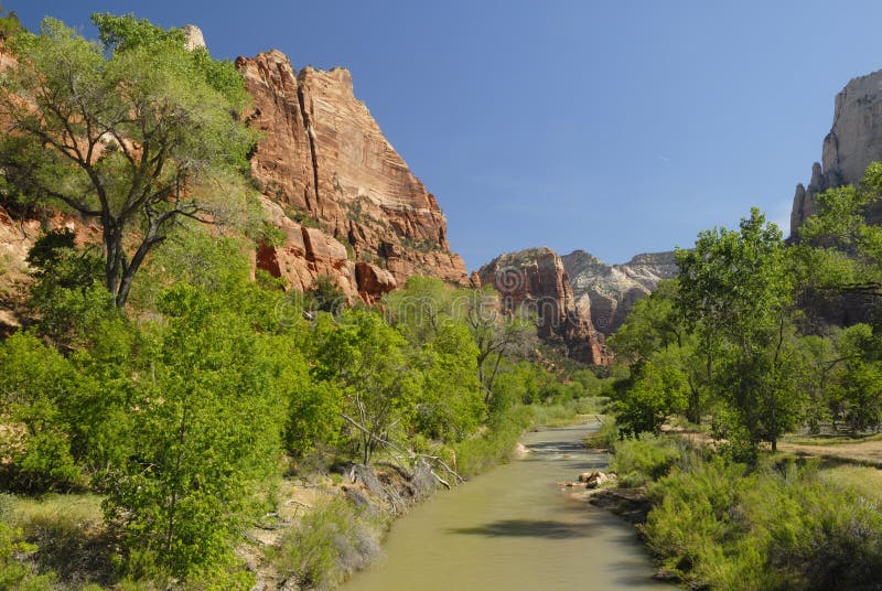 Rio Virgin no Parque Nacional de Zion, Utah imagens de stock