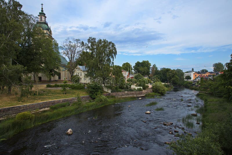 Rio Gavlean em Gävle, Suécia fotografia de stock