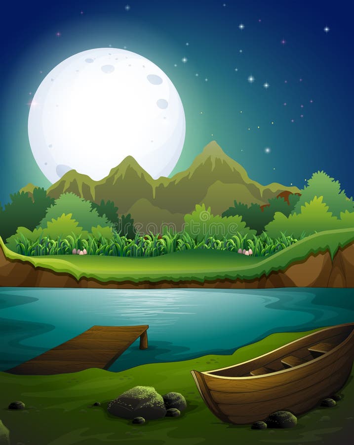 Rio na noite ilustração do vetor Rio na noite ilustração do vetor