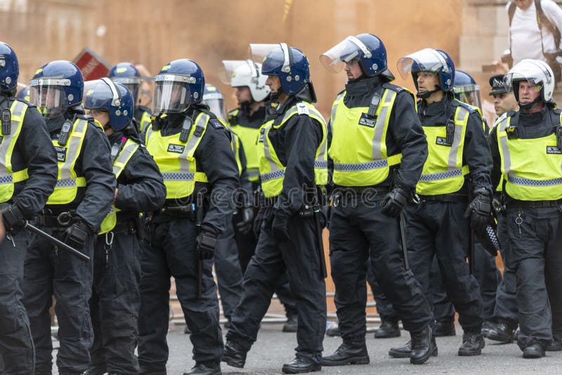 Riot Police Arriving, with Smoke from Flares Editorial Photography ...