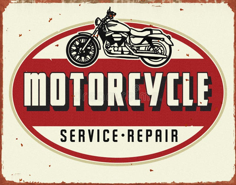Riparazione Tin Sign d'annata di servizio di Motorcyle immagine stock Riparazione Tin Sign d'annata di servizio di Motorcyle immagine stock