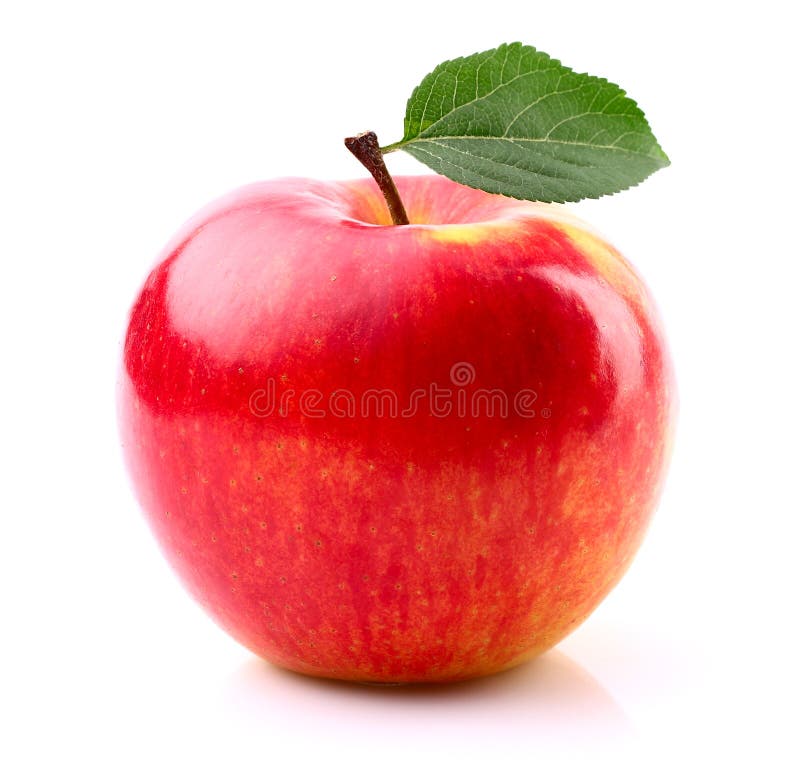 Ripe apple with leaf royalty free stock images