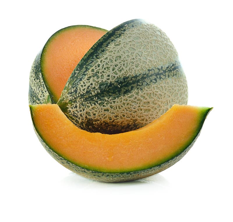Ripe Cantaloupe Melon on White Background Stock Image Image of