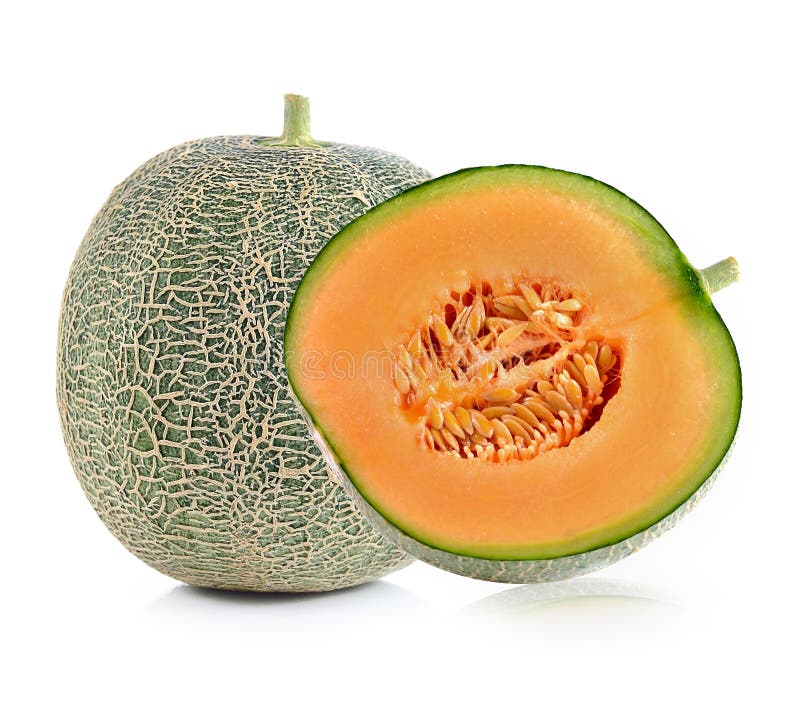 Ripe Cantaloupe Melon on White Background Stock Image Image of bright