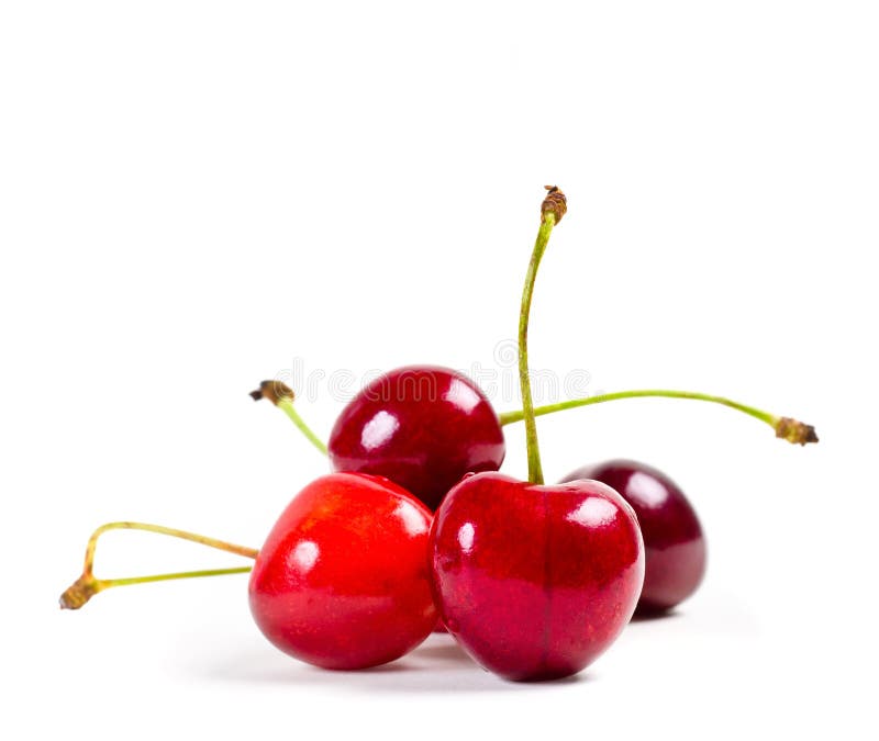 Ripe Cherries On White Background Stock Image - Image of dessert ...