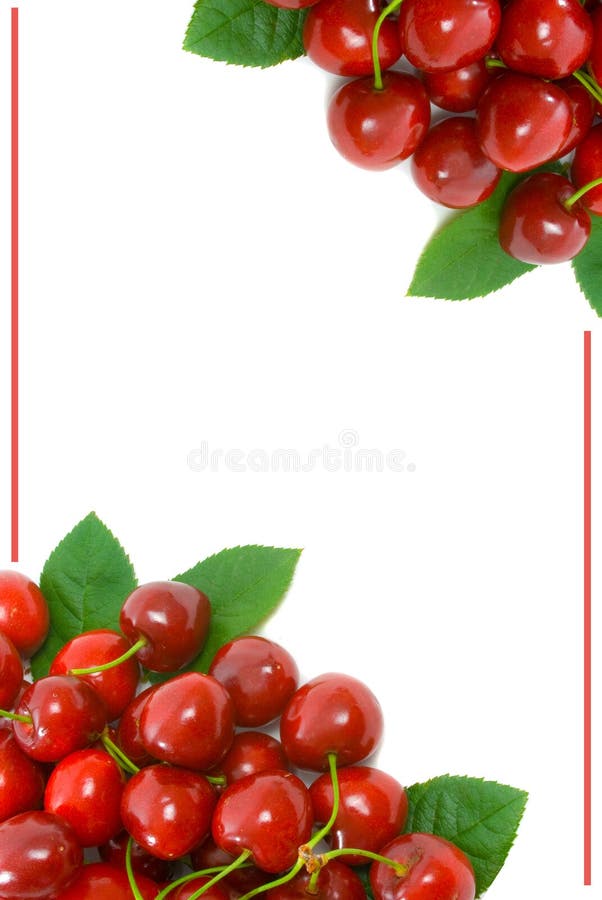 Ripe Cherry Corner Border with copy space