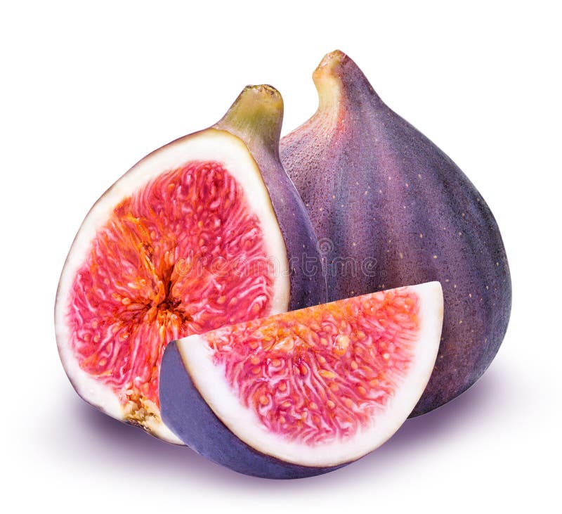 Ripe Figs Cut Piece Collection Isolated on White Background Stock Image