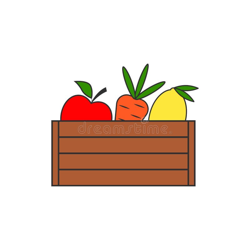 Vegetables Fruits Wooden Crate Stock Illustrations – 872