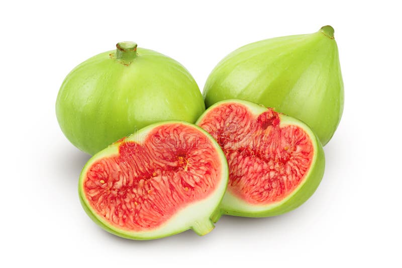 Ripe Green Fig Fruit Isolated on White Background with Full Depth of