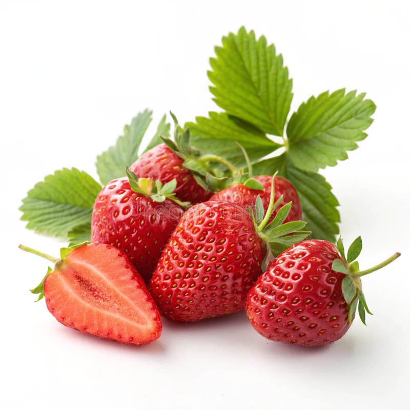 Ripe jordgubbar med blad stock illustrationer