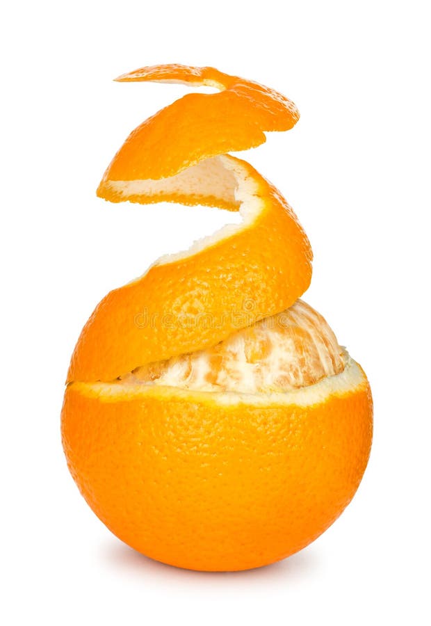 Ripe orange peeled skin