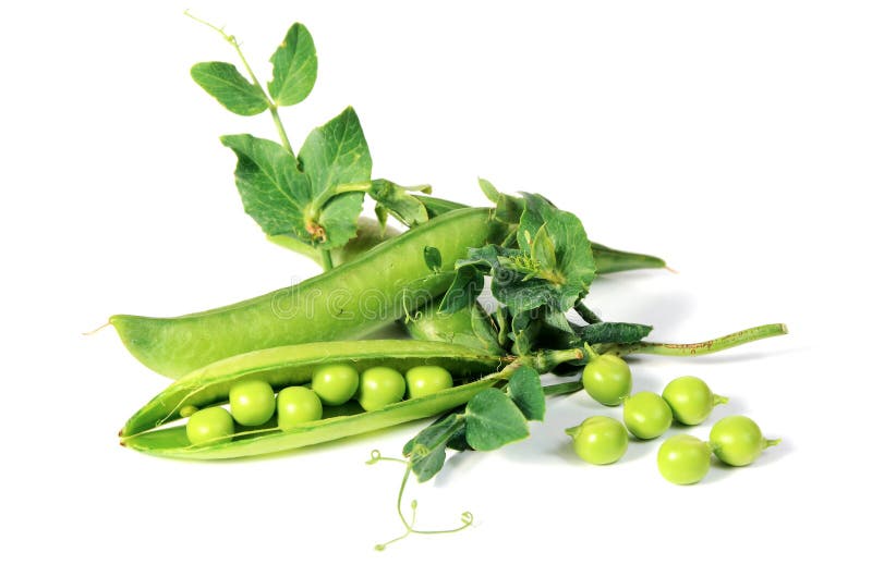 Ripe peas with green leaf