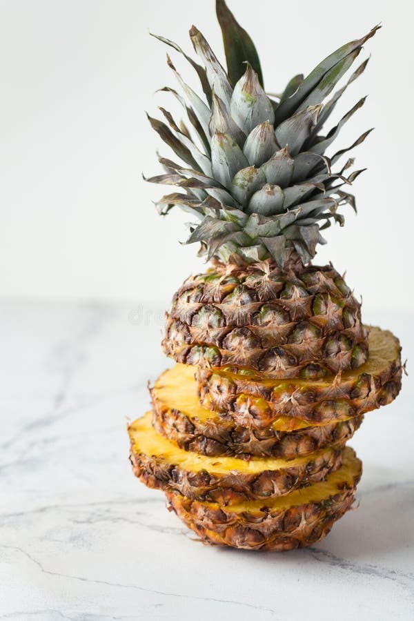 Pineapple Cut into Pieces on a White Background. Close Up Stock Image Image of eating