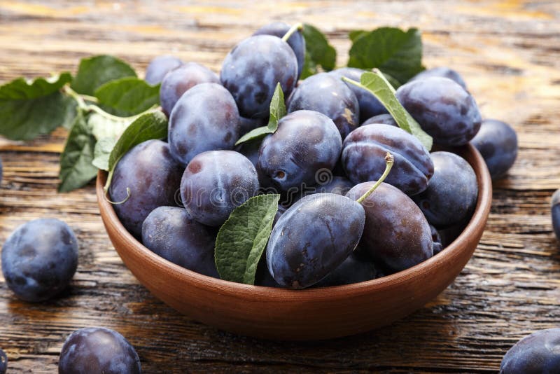 Ripe plum on the table stock image. Image of meal, diet 123066705
